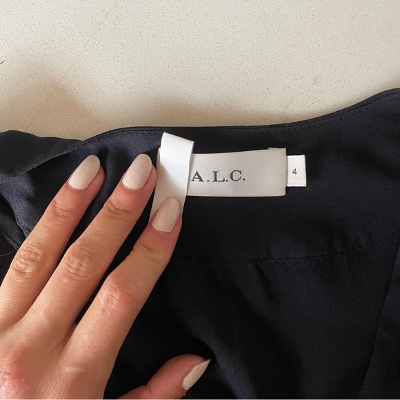 Like new, A.L.C black silk dress with pockets, size 4 - Picture 5 of 6